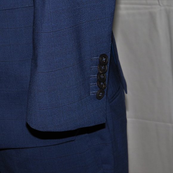 Trunk Club Custom Sample Blue Plaid Flat Front Two Button Suit 38S - Picture 8 of 14